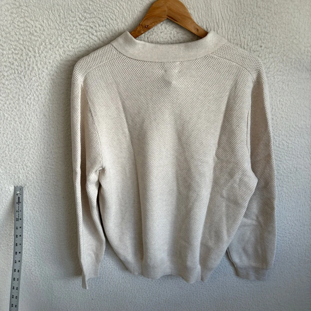 J. Crew Men's Cream Knit Polo Sweater
